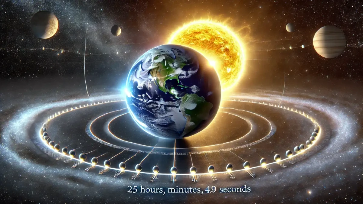 Planeta se otočí kolem své osy za 23 hodin 56 minut a 4,09 sekundy. Jak je možné, že má den 24 hodin?